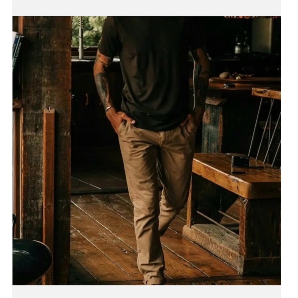 Taylor Stitch Men's Slim Foundation Pant British Khaki Organic Cotton- 32/32